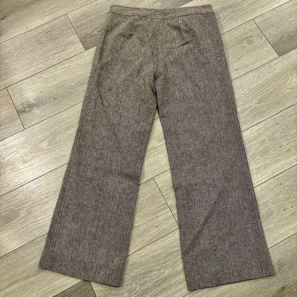 Tory Burch Wool Blend Wide Leg Herringbone Pattern Pants Size 8 - Picture 2 of 9